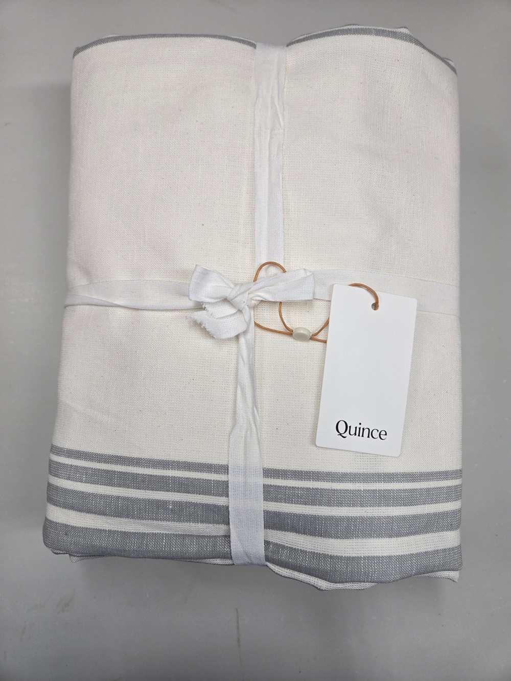 NWT QUINCE Set Of 2 48x96 Coastal Stripe Linen Cotton Curtains Blue/Ivory 8656 - Picture 6 of 12